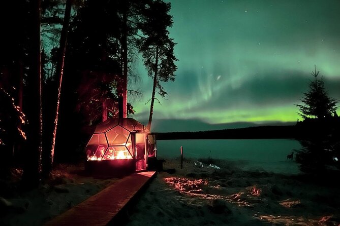 Glass Igloo Campfire Dinner under Northern Lights - Inside the glass igloo: beautiful, but not tropical