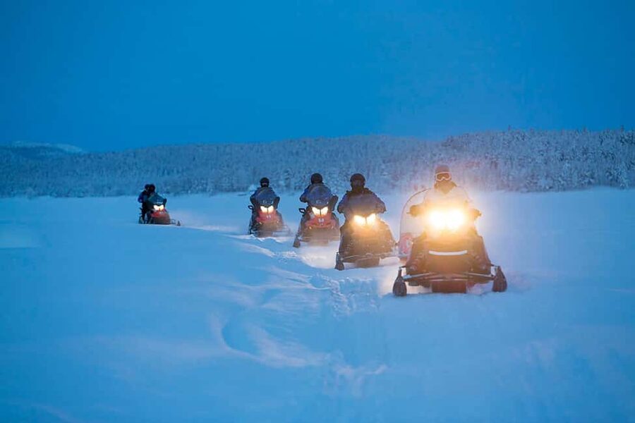 Kiruna: Northern Lights Snowmobile Tour with Dinner - Riding through silent forest and frozen river country