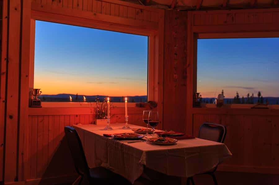Late Night Yurt Dinner and Northern Lights - The off-grid yurt is the real setting