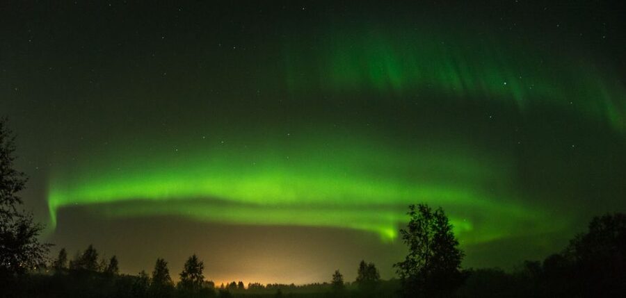 Levi: Evening Husky Sled Ride under the Northern Lights - Leaving Levi Center after dark