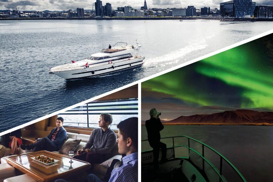 Reykjavik: Northern Lights Motor Yacht Cruise - Leaving Reykjavík Old Harbor after dark