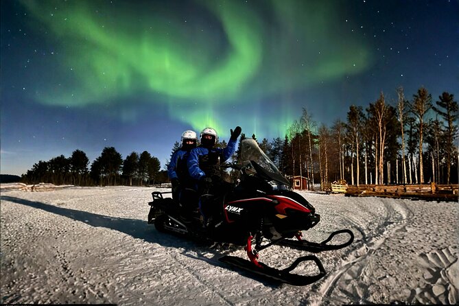Rovaniemi: Drive New 2025 Snowmobiles - Aurora Adventure - Leaving Rovaniemi for the Arctic night
