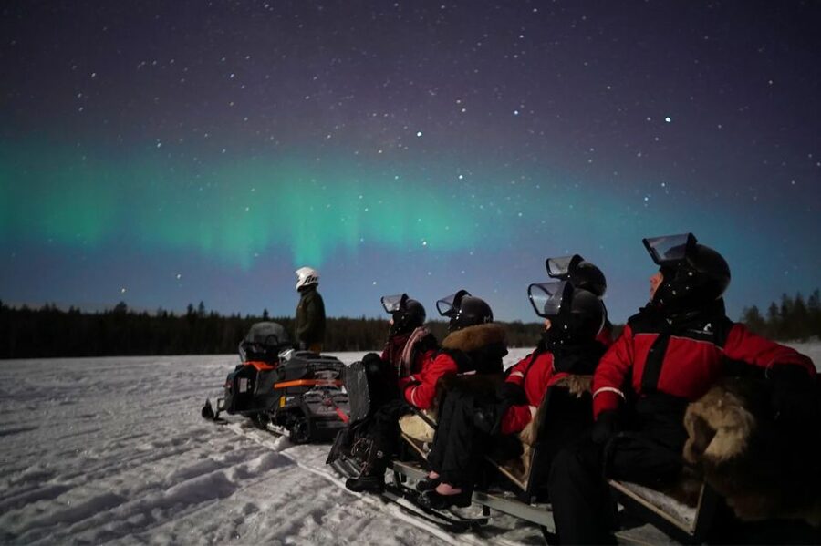 Rovaniemi: Northern Lights Sleigh Ride - Taking the snowmobile sleigh through the snow