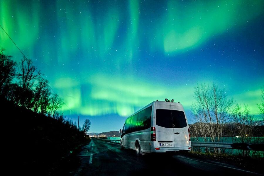 Tromsø: Northern Lights Chase with Photos and Bodysuits - Leaving Tromsø after dark